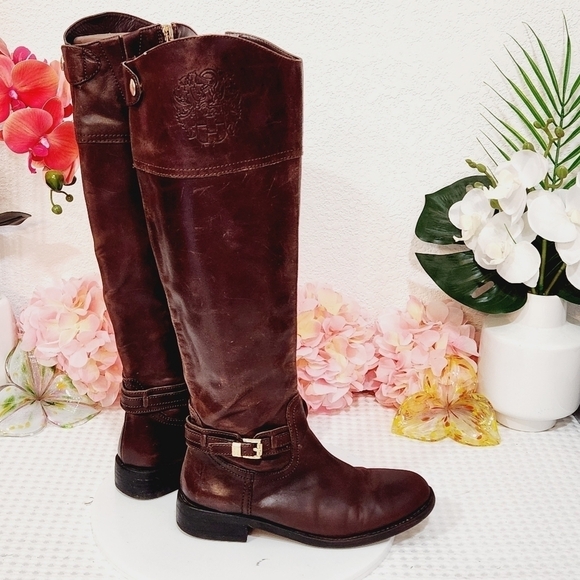 VINCE Camuto Pryna Embossed Brown High Boot Size 6M - Picture 8 of 14